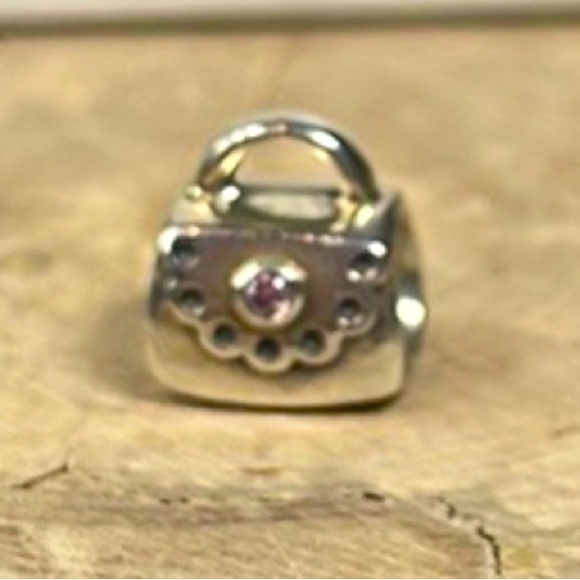 Pandora charm purse pocketbook vintage bag silver purple - Picture 3 of 7